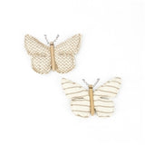 2 Assorted Small Striped And Weave Pattern Plush Butterflies