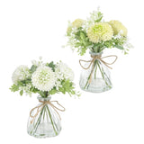 2 Assorted Yellow And White Chrysanthemums In Glass Jars