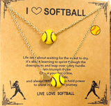 Softball Charm Necklace And Bracelet Set
