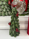 Res Glitter Cardinal Tree Decor S/3