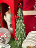 Res Glitter Cardinal Tree Decor S/3