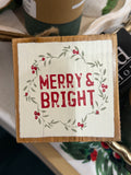MERRY & BRIGHT - Wood Mini Block