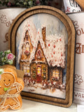 Sm - Arch Top Gingerbread Cottage Framed Art