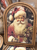 Arch Top Santa With Holly Framed Art