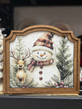 Provincial Snowman Deer Framed Art