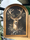 Arch Top Wreath Deer Framed Art