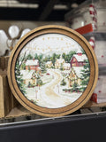 Round Christmas Village Framed Artwork