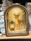 Arch Top Deer Lantern Framed Art