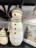 Tall Green Scarf Resin Snowman