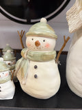 Sm Green Scarf Resin Snowman