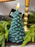6 Green Led Wax Tree Candle