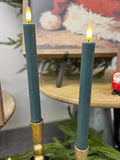 *inner* 2 Pc Green Led Taper Candle Set