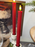 2 Pc Red Led Taper Candle Set