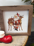 Vintage 2 Deer With Santa 4x4