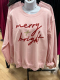 Pink Merry And Bright Crewneck Sweatshirt