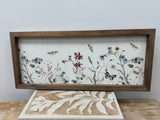 FINAL SALE - HORIZONTAL FLORAL PRINT IN WOOD FRAME