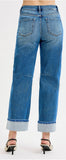Curvy Slouchy Crop Barrel Cuffed Hem Jeans