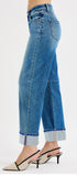 Curvy Slouchy Crop Barrel Cuffed Hem Jeans