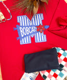 "M" Bobcat Stripe Sweatshirt