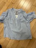 Striped V-neck Linen Shirt