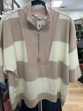 Wide Stripe Half Zip Knit Top