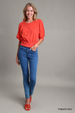 Red Puff Short Sleeve Top