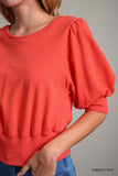 Red Puff Short Sleeve Top