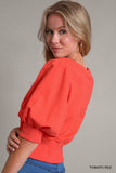 Red Puff Short Sleeve Top