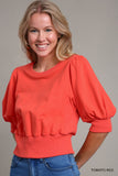 Red Puff Short Sleeve Top