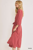 Rouge Belted Midi Dress