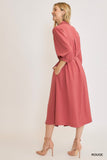 Rouge Belted Midi Dress