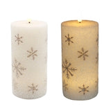 Large Golden Snowflake Led Pillar Candle