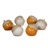 Set Of 6 Orange And White Acorns