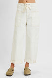 Cream HR Crop Barrel Risen Jeans