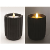 3 X 4 Inch Black Ribbed Pottery Led Candle