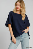 Navy Round Neck Top