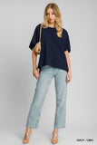 Navy Round Neck Top