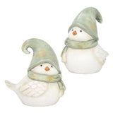 2 Assorted Green Scarf And Hat Resin Birds