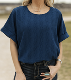 Navy Wavy Top
