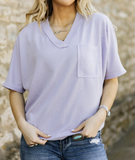 Lilac Waffle Vneck 1x, 2x ,3x