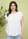 Curvy Bow Ruffle Sleeve Top