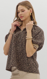 Mocha Leopard Pattern Puff Sleeve