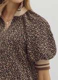 Mocha Leopard Pattern Puff Sleeve