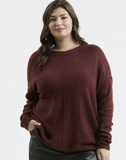 Burgundy Front Seam Knit Sweater