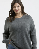 Curvy Grey Front Seam Sweater