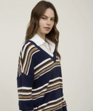 Navy Multi Colar Stripe Sweater