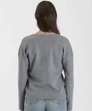 Grey Vneck Front Seam Knit Sweater