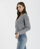 Grey Vneck Front Seam Knit Sweater