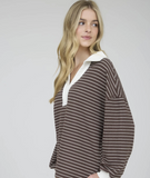 Contrast Colar Stripe Knit Top