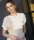 Colorblock Short Sleeve Sweater